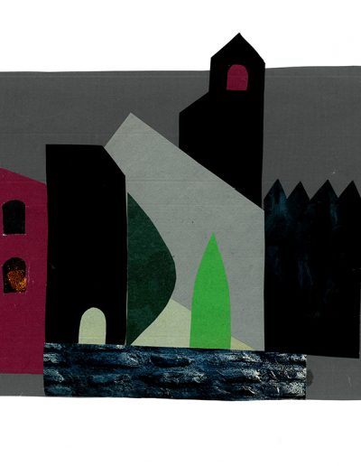 Collage von Regina Gebhard: Titel:"Alte Stadt"