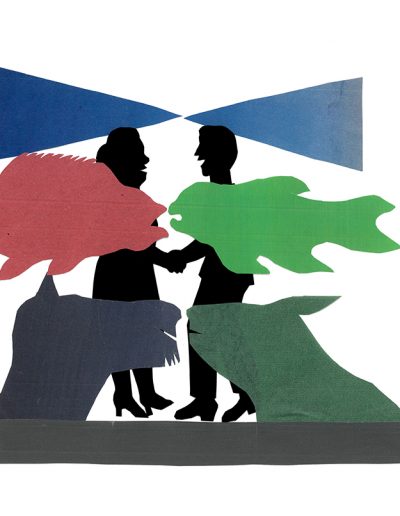 Collage von Regina Gebhard: Titel:"Begegnungen"