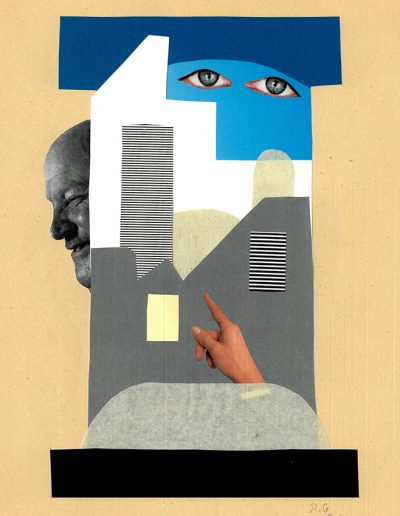 Collage von Regina Gebhard: Titel:"Bewohner"