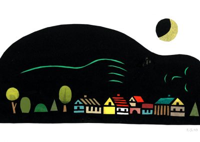 Collage von Regina Gebhard: nächtliche Kleinstadt